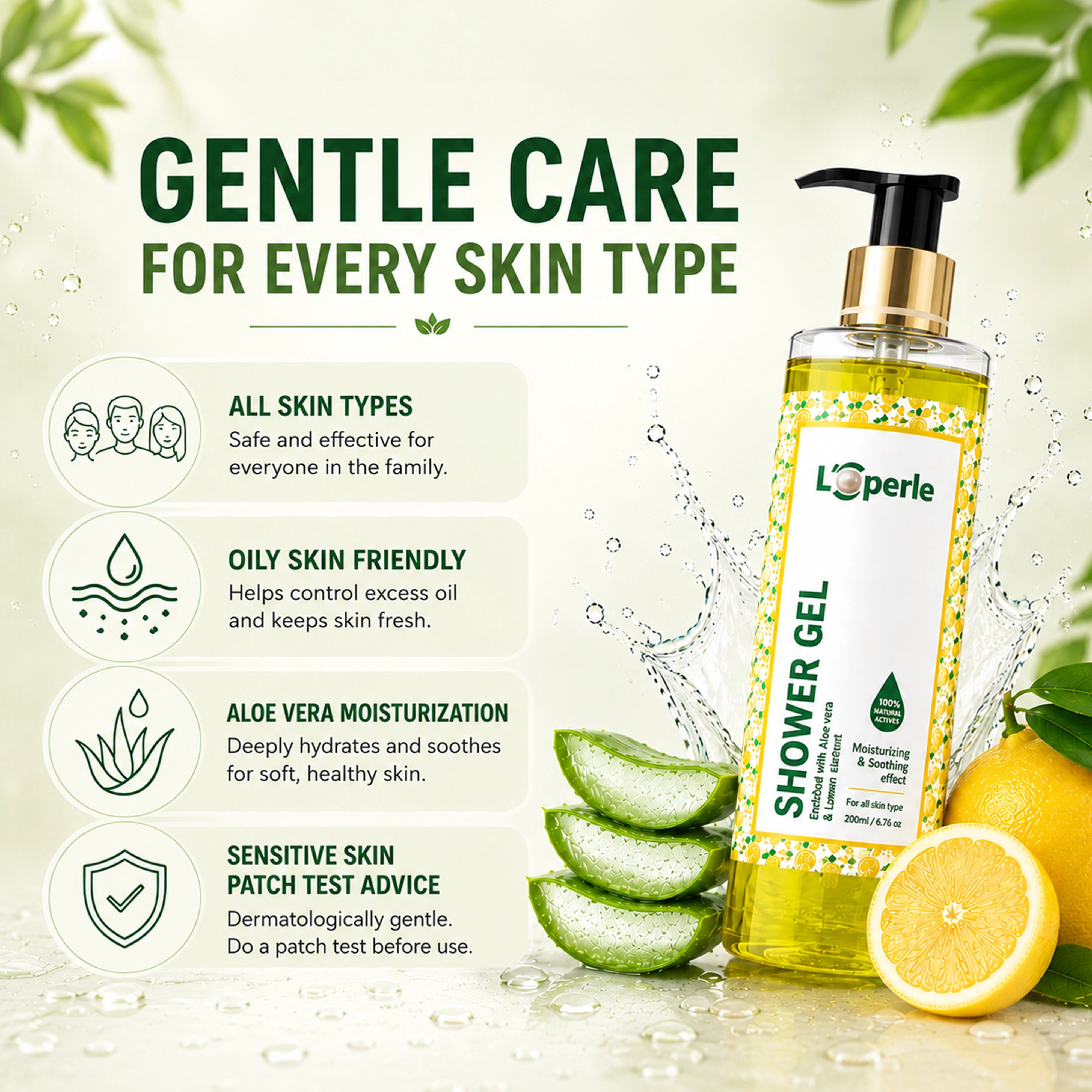Loperle Shower Gel with Aloe vera and Lemon - 200ml