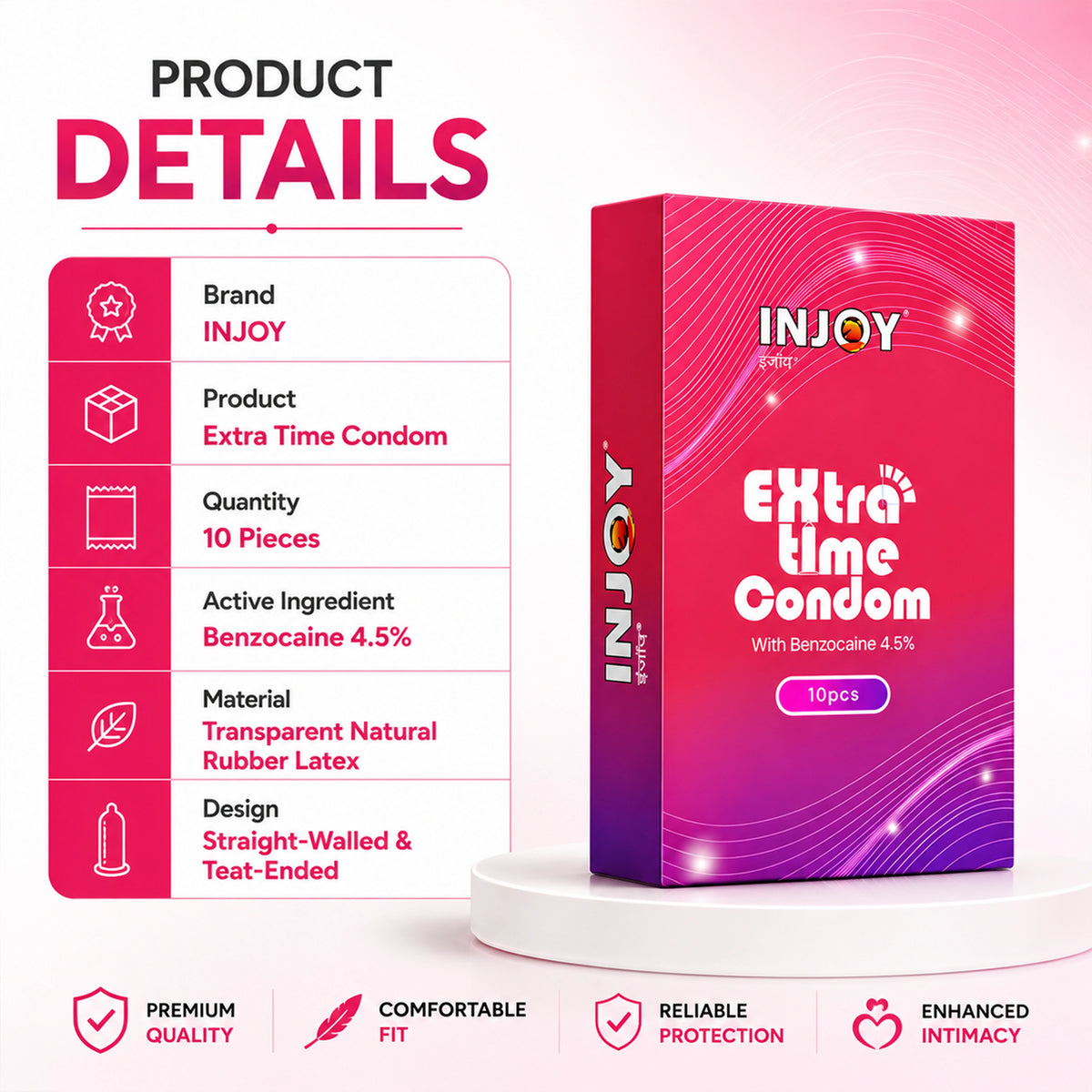 INJOY Extra Time Condom -  10 pieces