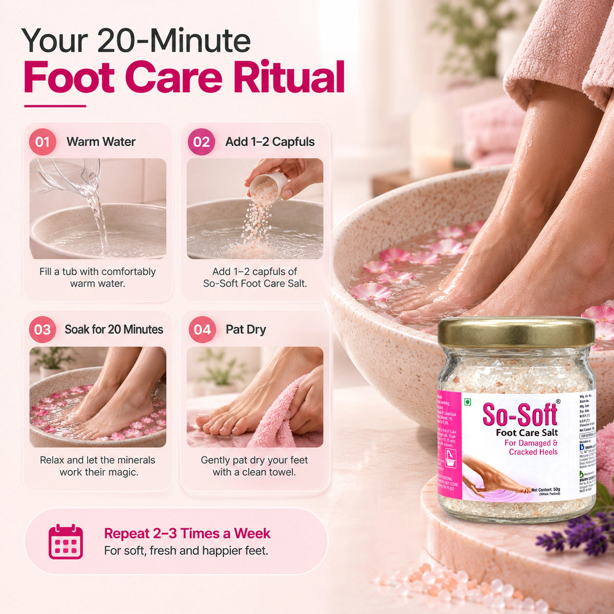 So-Soft Foot Care Salt for Cracked Heels & Muscle Relief - 50gm