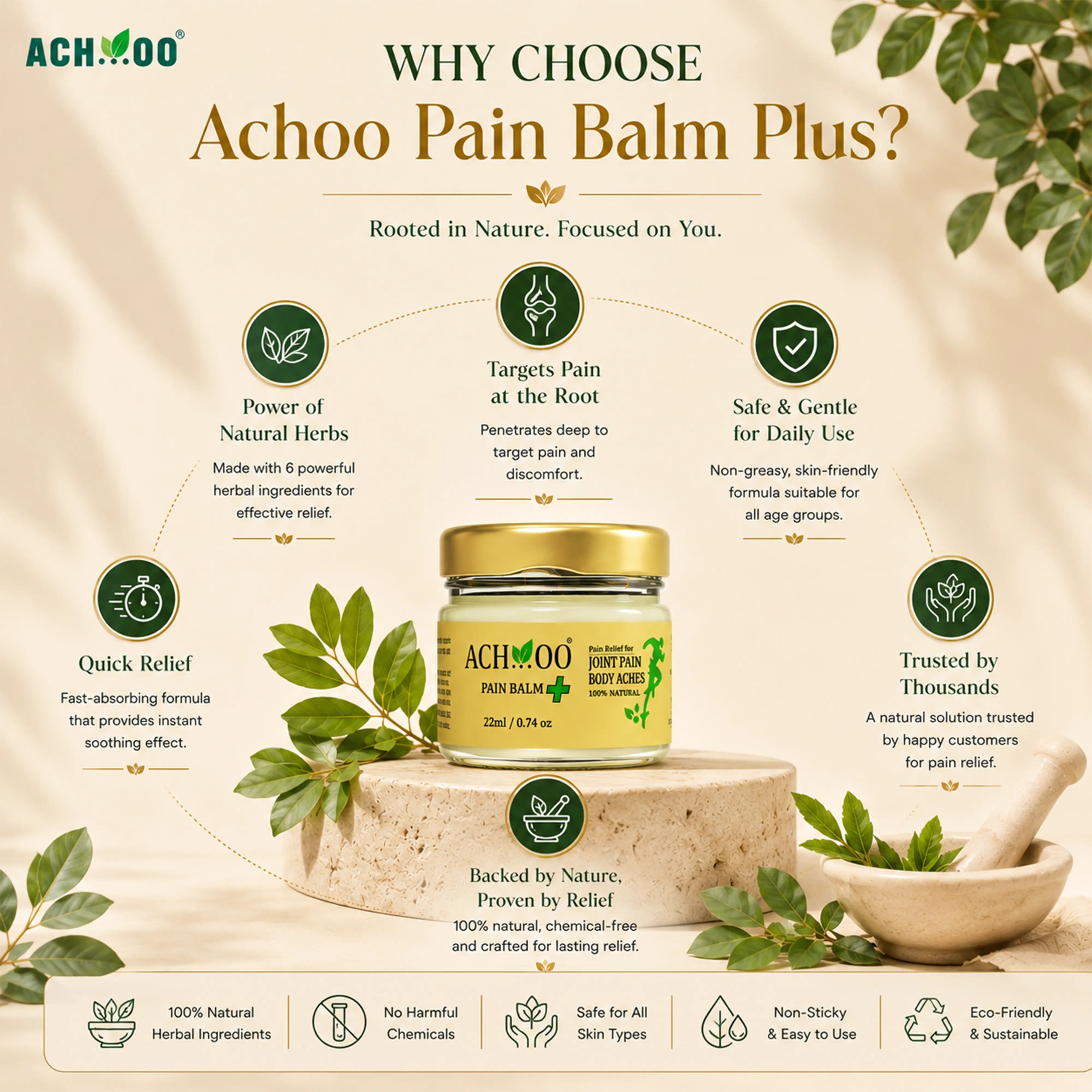 Achoo Pain Balm Plus For Joint, Muscle and Body Pain - 22ml