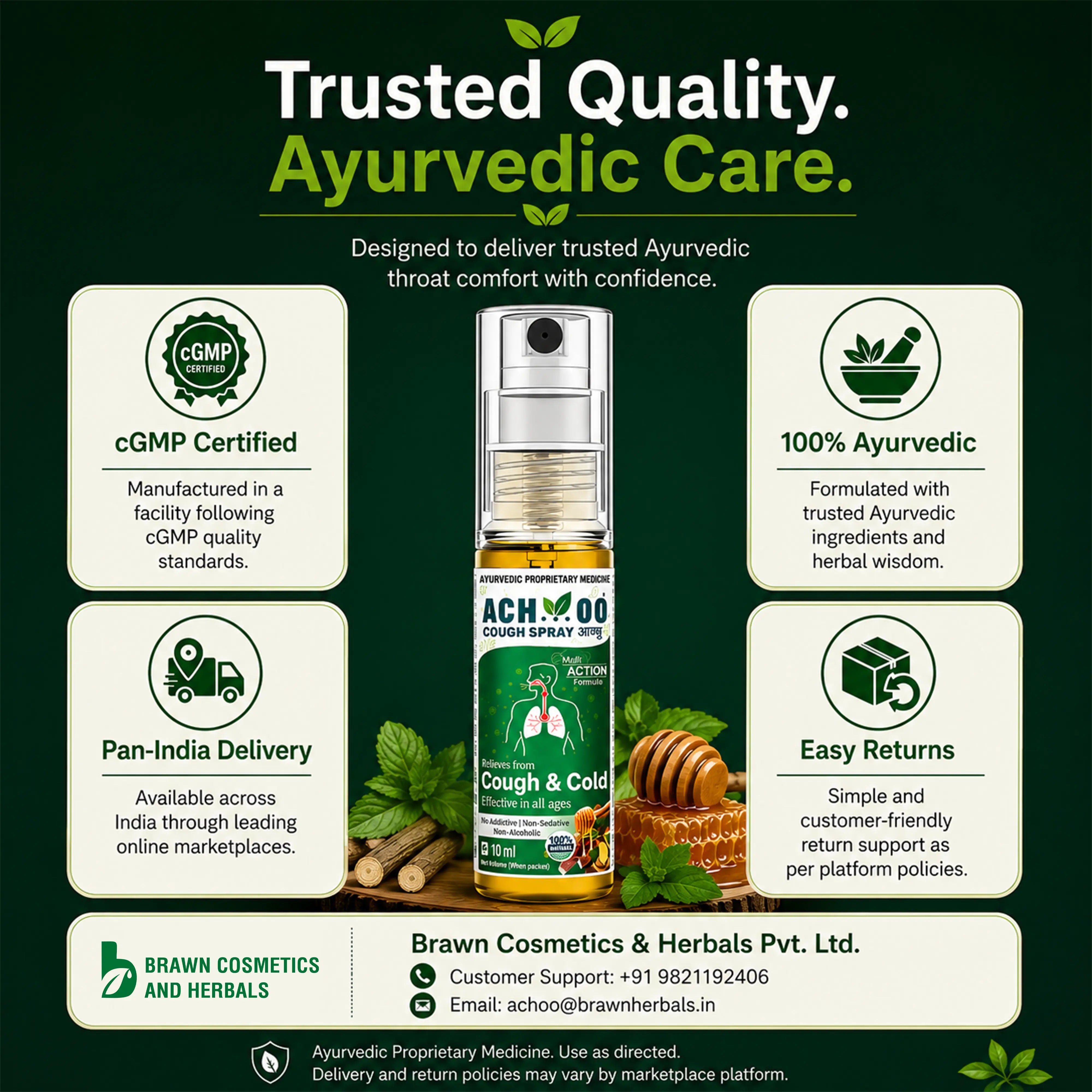 Achoo Cough Spray - Relief from Cough and Congestion - 10ml