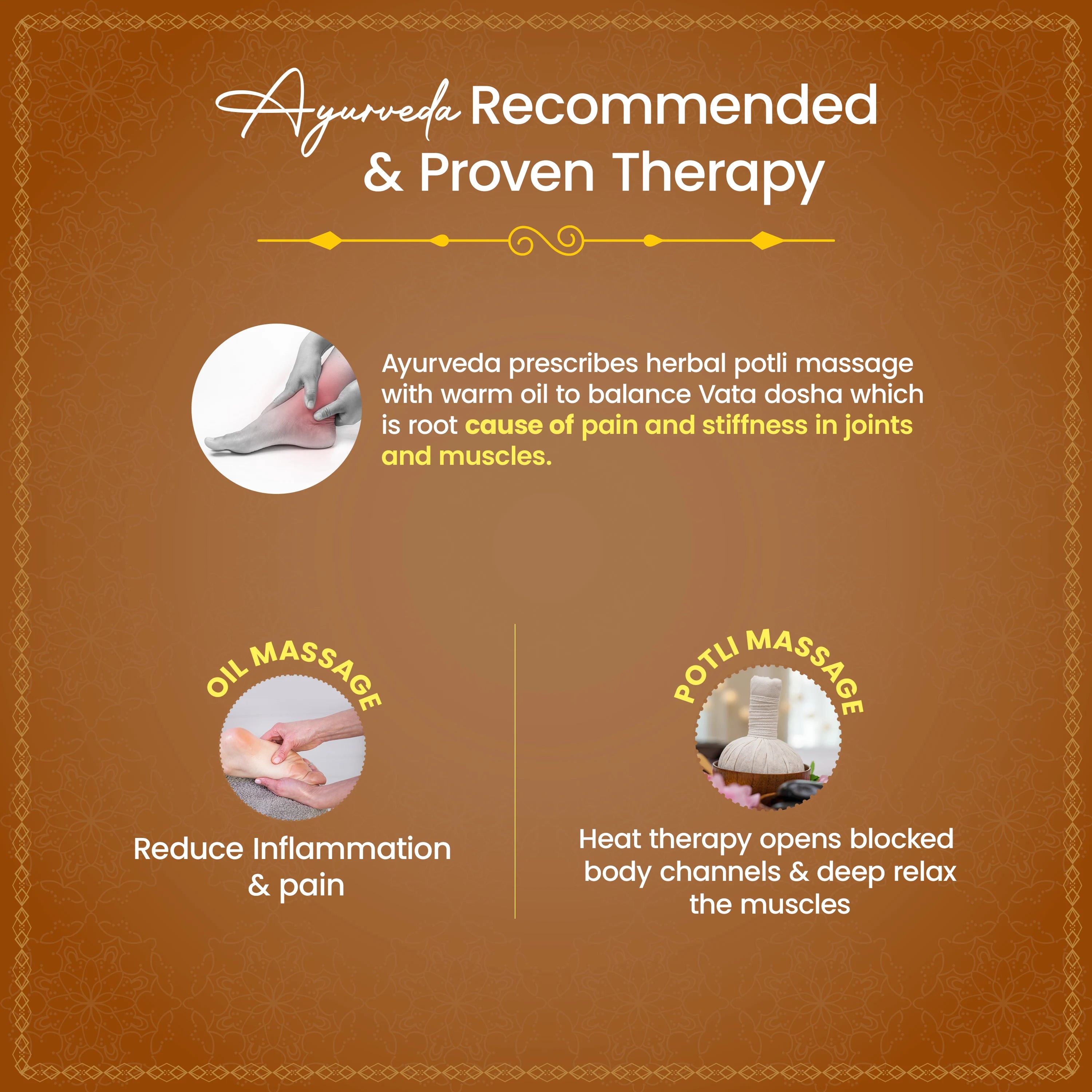 Ayurvedic potli and oil massage for pain relief