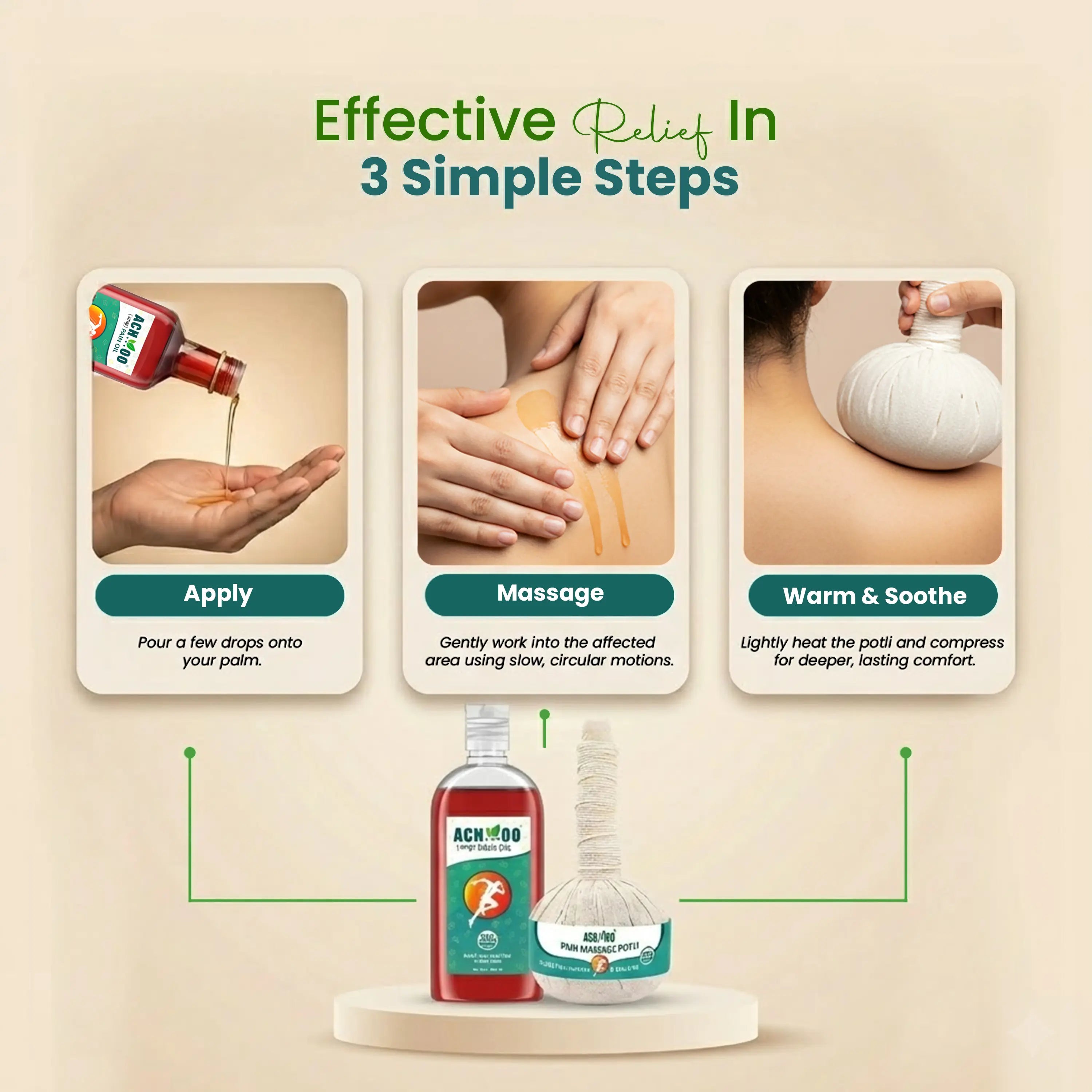 Pain Relief Kit (500ml oil & Massage potli) | For Strong Joints & Muscles