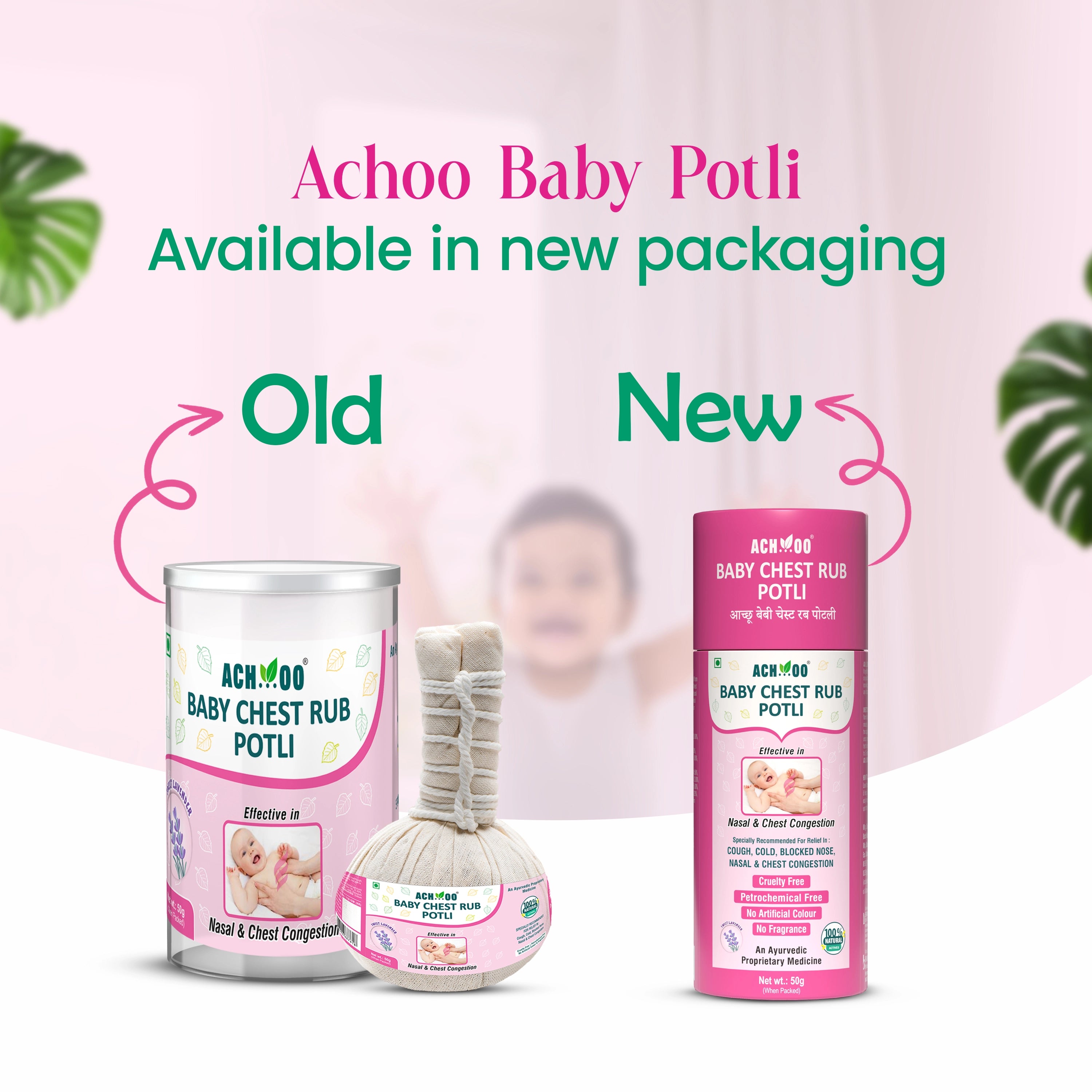 Achoo Baby Chest Rub Potli for Nasal & Chest Congestion- 50g |  5 +  years
