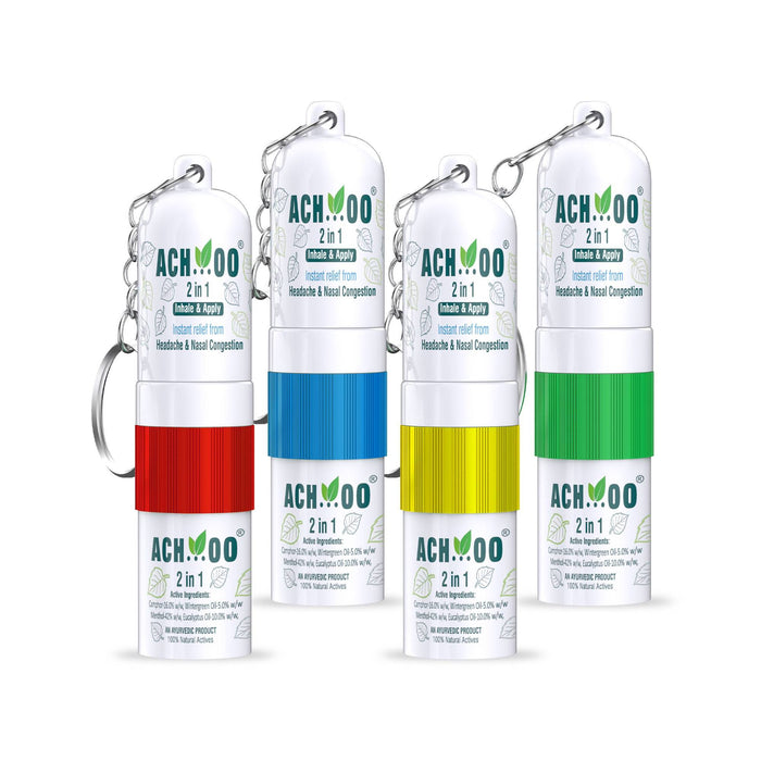ACHOO 2 In 1 Inhaler and Roll On Relief From Cold, Cough, Nasal Congestion & Breathing Difficulty