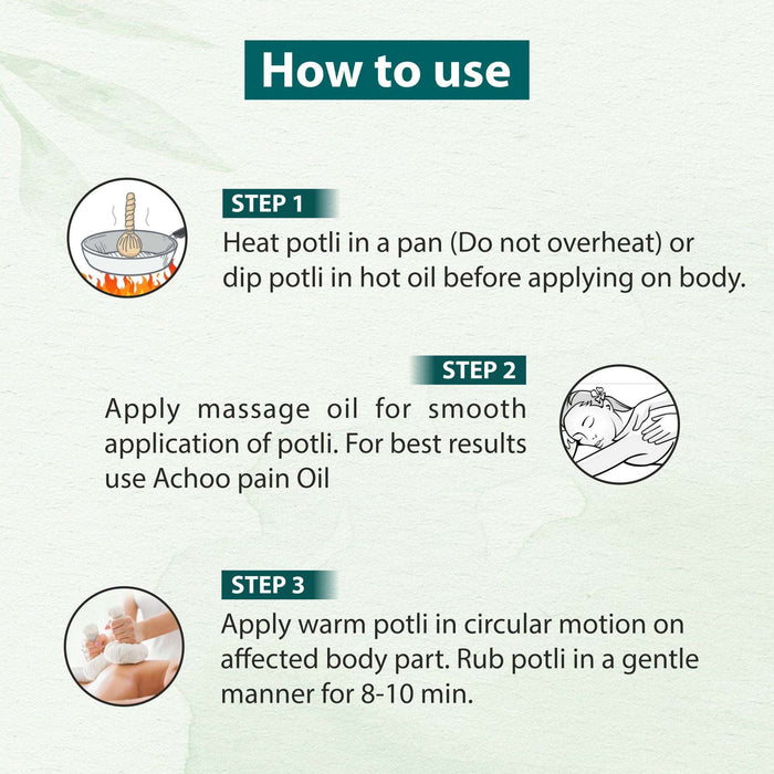 Achoo Pain Massage Potli - 100%  Ayurvedic Herbal Healing Massage Potli for Pain Relief | Joint Pain, Arthritis Pain, Back Pain