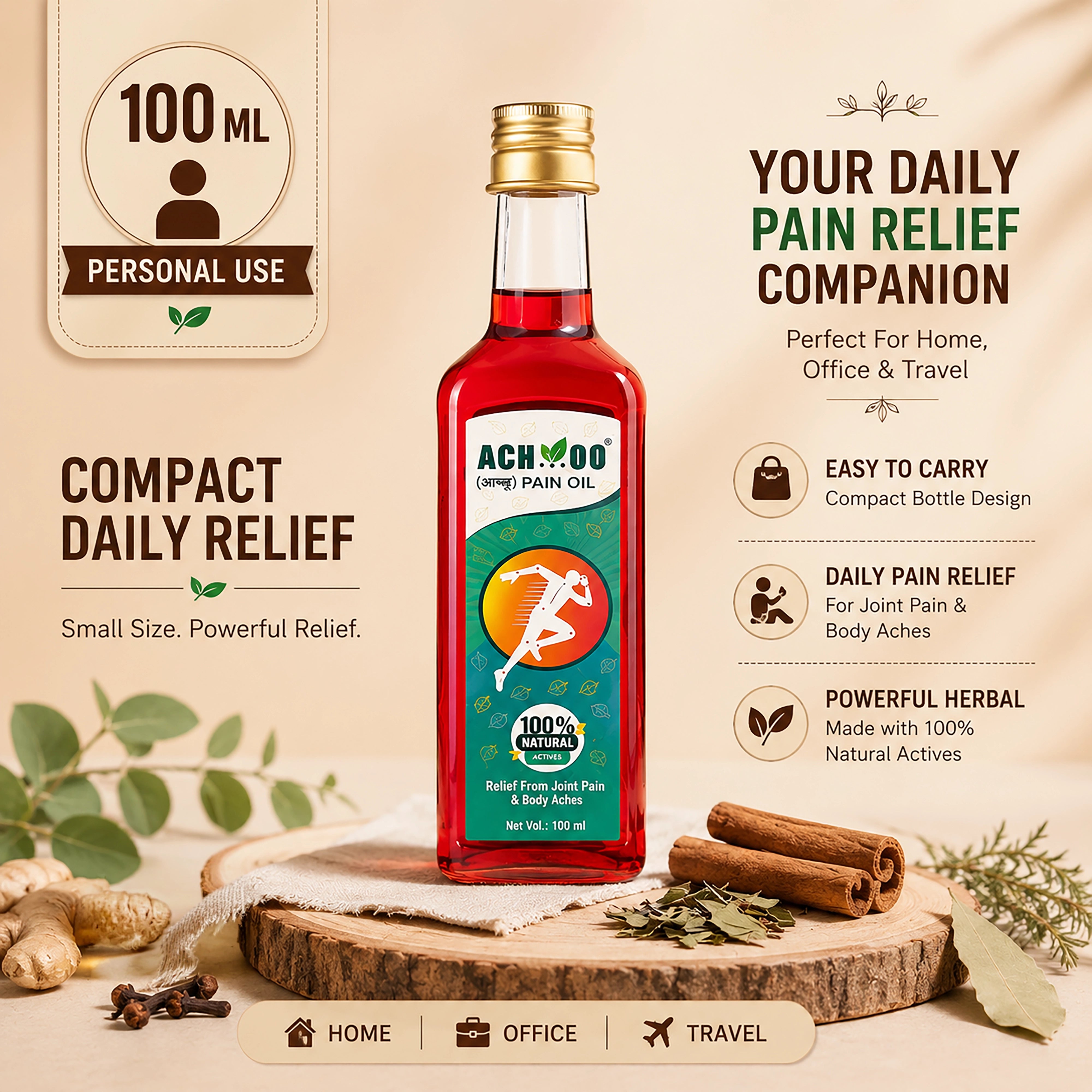 Achoo Ayurvedic Pain Relief Oil for Joint, Muscle & Body pain