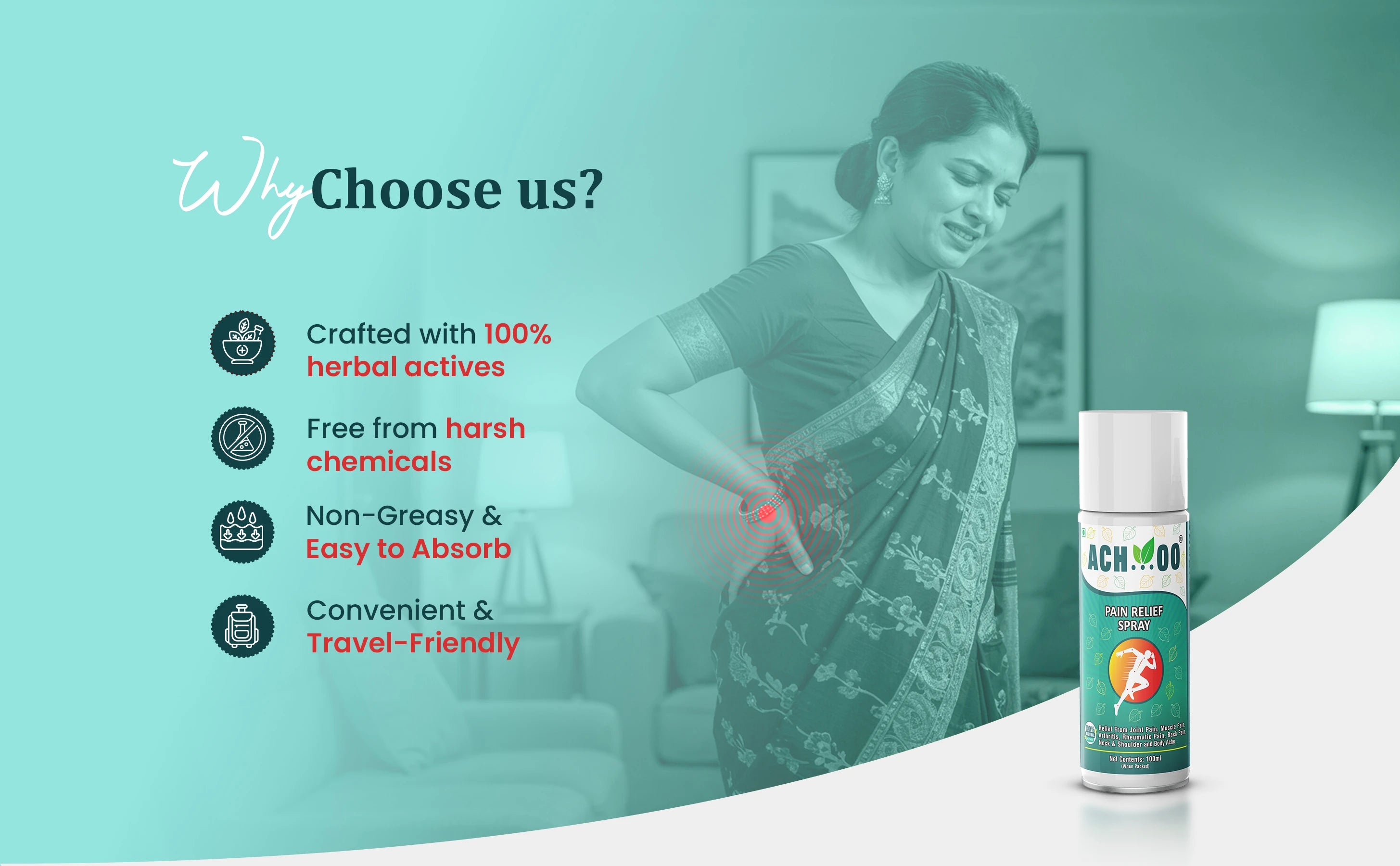 Why choose Achoo pain relief spray