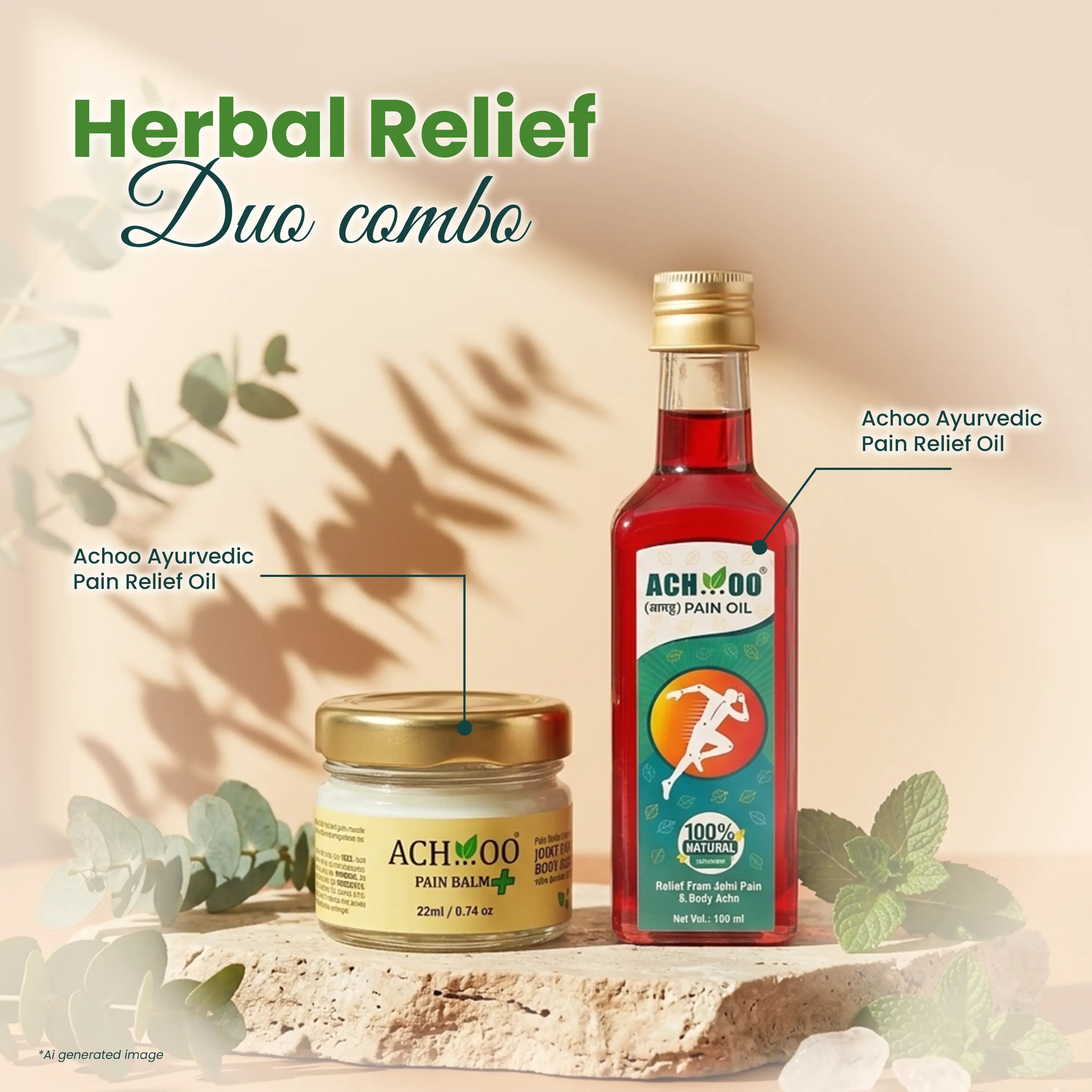 Herbal Relief Duo combo Pain balm(22ml) and oil(100ml)