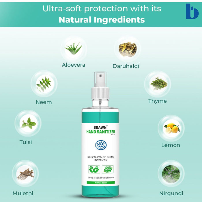 BRAWN Hand Sanitizer Plus 500ML (Spray) with 8 Natural Active Ingredients