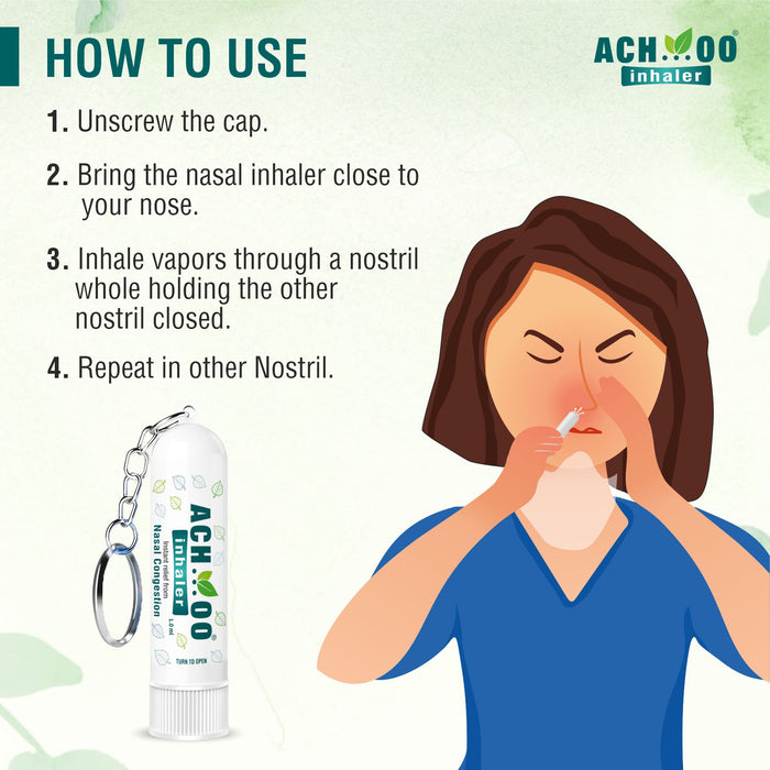 ACHOO Inhaler Keychain Instant Relief for Cold, Cough, Blocked Chest, Nasal Congestion & Headache