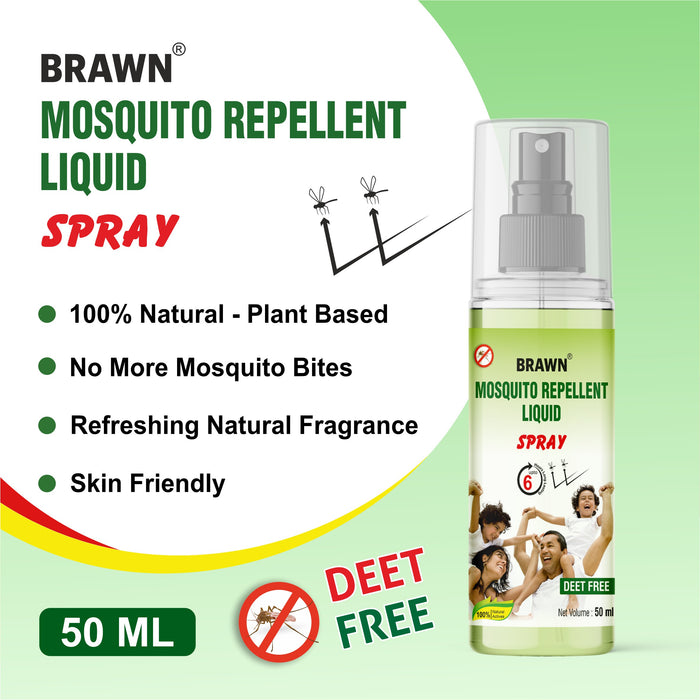 Brawn Herbal Mosquito Repellent Spray 50 ML With Lemongrass Oil for Protection from Mosquito Bite
